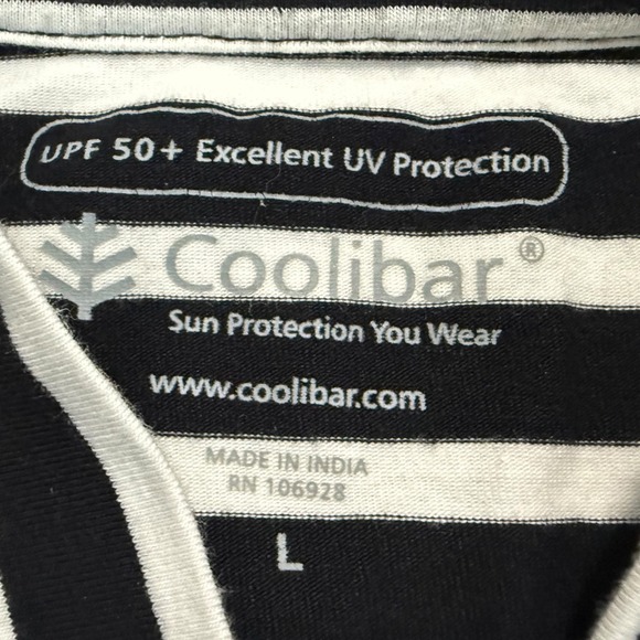 Coolibar Catalina Hoodie Cover-Up Dress Pockets Black White Stripe UPF 50 Size L - Picture 3 of 9